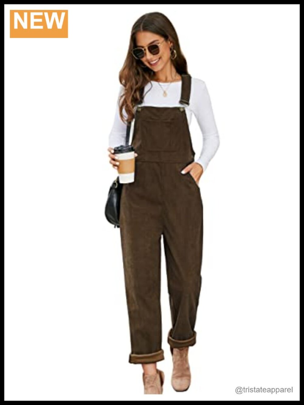 Corduroy Overalls Loose Fit Adjustable Straps Wide Leg Jumpsuit Pockets